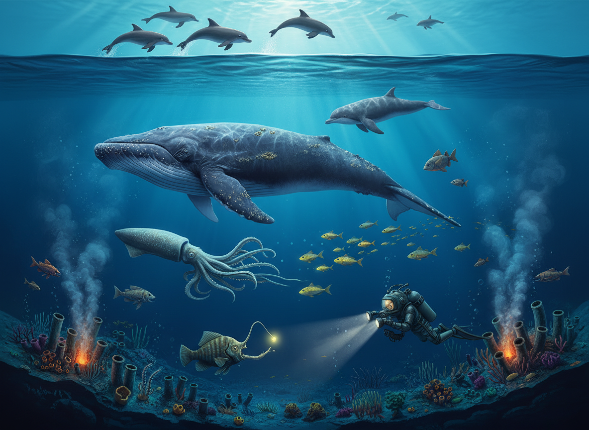 Educational detail 3 about Amazing Ocean Facts for Kids: Dive into the Deep Blue! in the Ocean Facts category, naturalistic documentary style, subject-first, no text