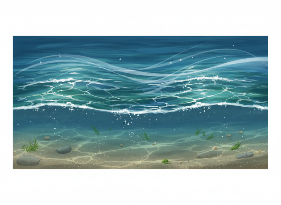 Close-up of wind interacting with the surface of water, creating small ripples and disturbances, illustrating the beginning of wave formation.