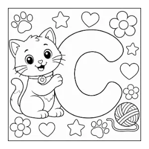 Alphabet C colouring page coloring sheet thumbnail
