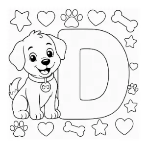 Alphabet D Colouring Page coloring sheet thumbnail