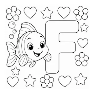 Alphabet F Colouring Page coloring sheet thumbnail