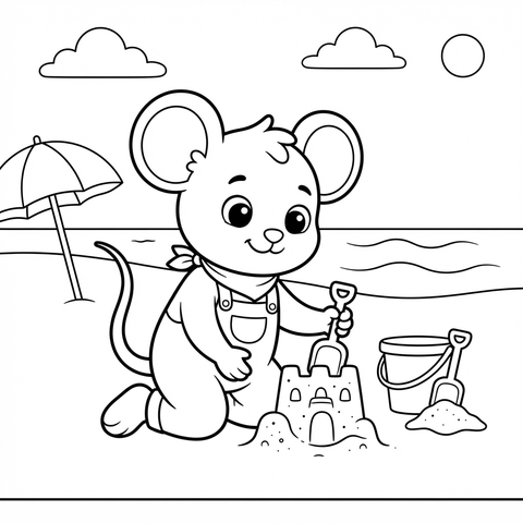 Milo At The Beach colouring page
