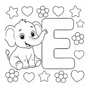 Aphabet E Colouring Page coloring sheet thumbnail