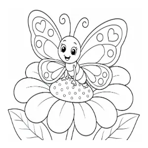 Butterly on a flower coloring sheet thumbnail
