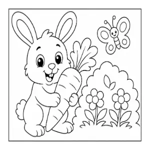 Cure Bunny eating gaint carrot coloring sheet thumbnail