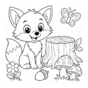 Cute Little Fox colouring page