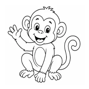 Cute Monkey Colourinig Page coloring sheet thumbnail