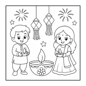 Diwali Drawing coloring sheet thumbnail