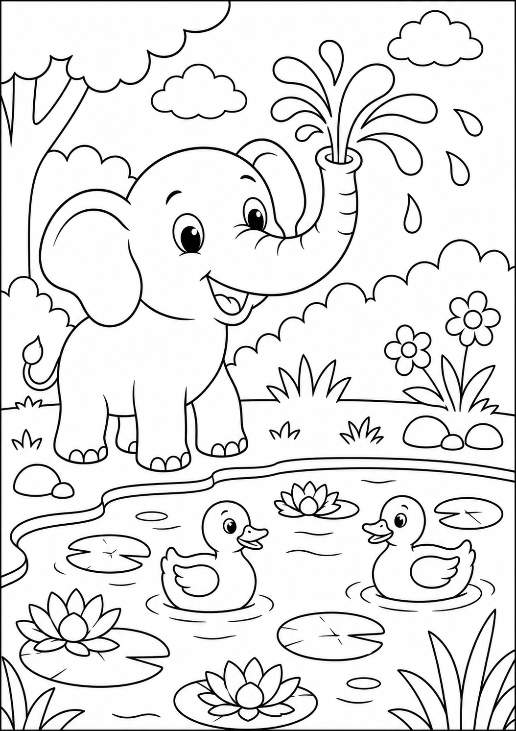 Happy Elephant (2) coloring sheet thumbnail