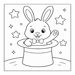 Magic Bunny coloring sheet thumbnail