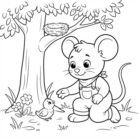 Milo And The Lost Bird colouring page