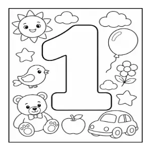 Number Colouring   Number 1 coloring sheet thumbnail