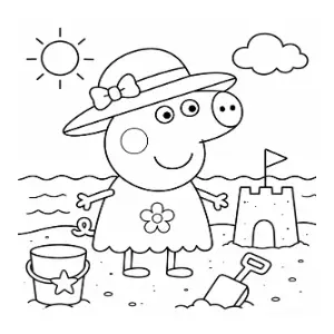 Peppa Pig In the Beach coloring sheet thumbnail