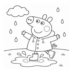 Peppa Ping Playing in Muddy Puddle coloring sheet thumbnail