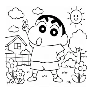 Shinshan funny pose coloring sheet thumbnail