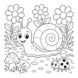 Snail In a Garden coloring sheet thumbnail